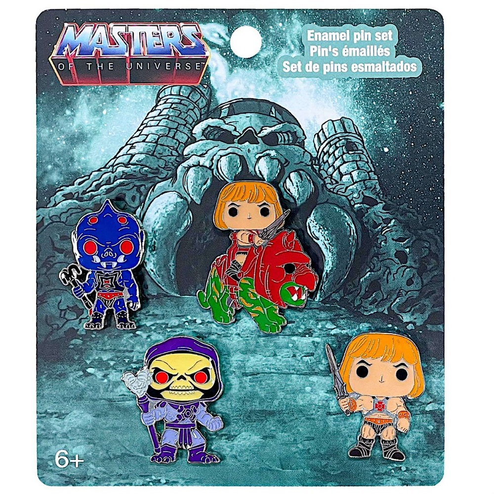Funko Pop He-Man Masters of the Universe Enamel Pins Retro 4-Pack NWT